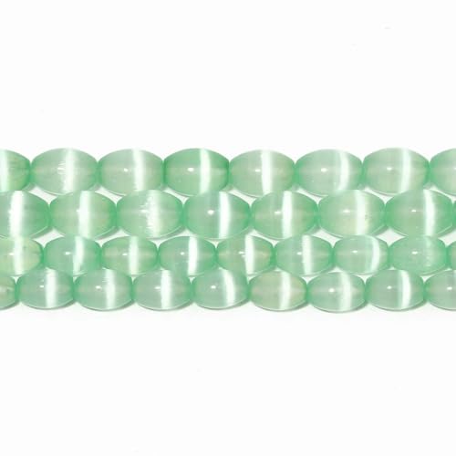 12 x 8 14 x 10 mm Naturstein-Katzenauge, ovale Perlen, mehrfarbig, lose Abstandsperlen für die Schmuckherstellung,DIY-Armband,Halskettenzubehör, Grün, 14 x 5 mm, ca. 5 Stück von QPFNEI