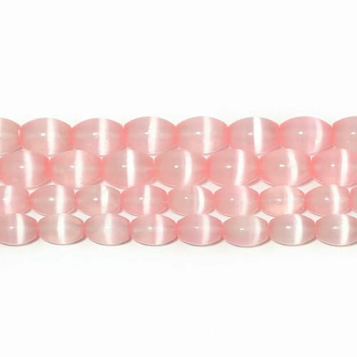 12 x 8 14 x 10 mm Naturstein-Katzenauge, ovale Perlen, mehrfarbig, lose Abstandsperlen für die Schmuckherstellung,DIY-Armband,Halskettenzubehör, Pink, 14 x 5 mm, ca. 5 Stück von QPFNEI
