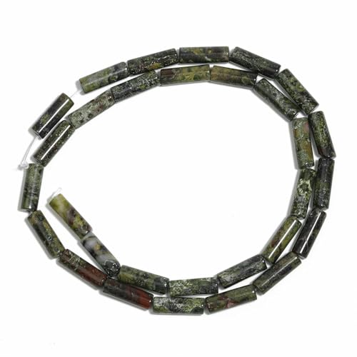 13 x 4,0 mm mehrfarbige Zylinderperlen, DIY-Charms, Naturstein-Armbandperlen zur Schmuckherstellung, lose Perlen, Zubehör – Drachenblutjaspis – 13 x 4,0 mm, ca. 30 Stück von QPFNEI