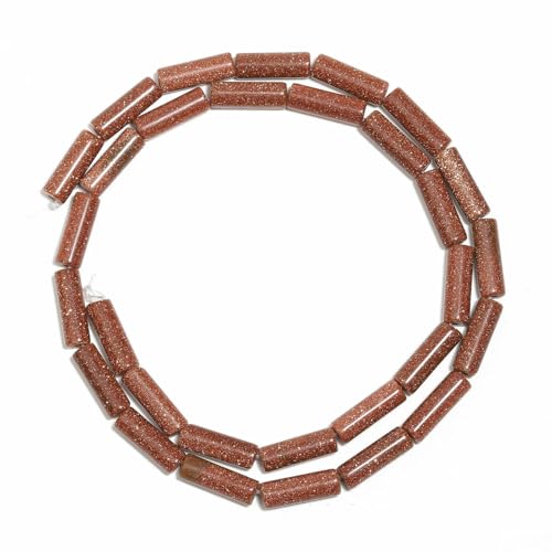 13 x 4,0 mm mehrfarbige Zylinderperlen, DIY-Charms, Naturstein-Armbandperlen zur Schmuckherstellung, lose Perlen, Zubehör – Goldsandstein – 13 x 4,0 mm, ca. 30 Stück von QPFNEI