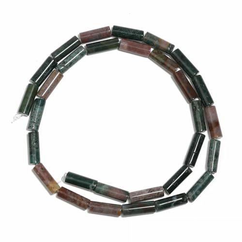 13 x 4,0 mm mehrfarbige Zylinderperlen, DIY-Charms, Naturstein-Armbandperlen zur Schmuckherstellung, lose Perlen, Zubehör – Indischer Achat – 13 x 4,0 mm, ca. 30 Stück von QPFNEI