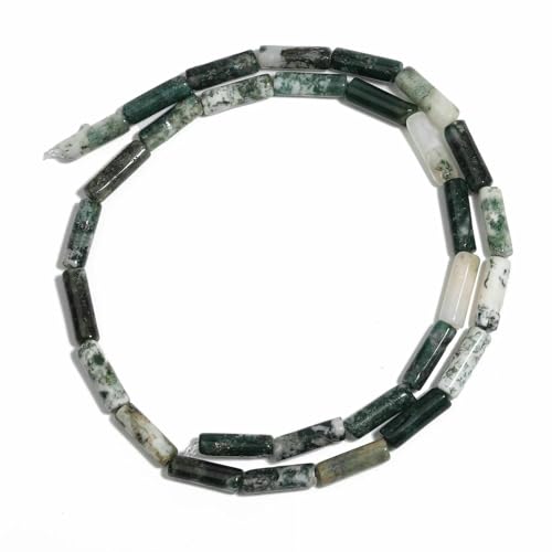 13 x 4,0 mm mehrfarbige Zylinderperlen, DIY-Charms, Naturstein-Armbandperlen zur Schmuckherstellung, lose Perlen, Zubehör – Moosachat – 13 x 4,0 mm, ca. 30 Stück von QPFNEI