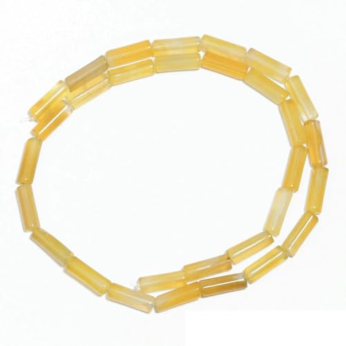13 x 4,0 mm mehrfarbige Zylinderperlen, DIY-Charms, Naturstein-Armbandperlen zur Schmuckherstellung, lose Perlen, Zubehör – gelber Achat – 13 x 4,0 mm, ca. 30 Stück von QPFNEI