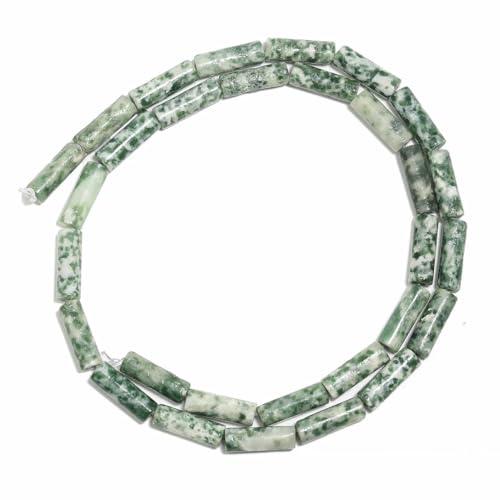 13 x 4,0 mm mehrfarbige Zylinderperlen, DIY-Charms, Naturstein-Armbandperlen zur Schmuckherstellung, lose Perlen, Zubehör – grüner Jaspis – 13 x 4,0 mm, ca. 30 Stück von QPFNEI