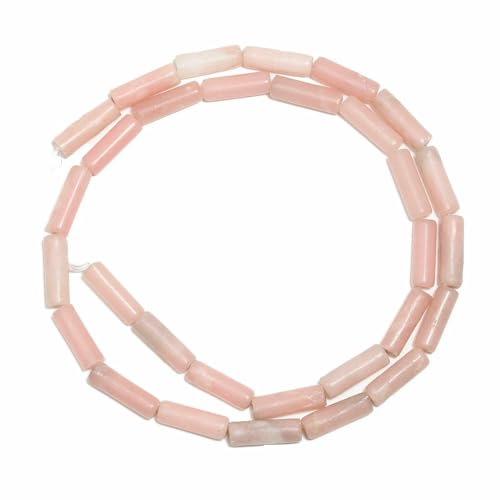 13 x 4,0 mm mehrfarbige Zylinderperlen, DIY-Charms, Naturstein-Armbandperlen zur Schmuckherstellung, lose Perlen, Zubehör – rosa Opal – 13 x 4,0 mm, ca. 30 Stück von QPFNEI