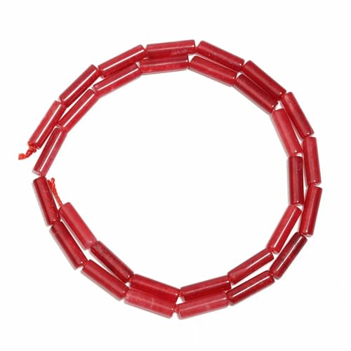 13 x 4,0 mm mehrfarbige Zylinderperlen, DIY-Charms, Naturstein-Armbandperlen zur Schmuckherstellung, lose Perlen, Zubehör – roter Chalcedon – 13 x 4,0 mm, ca. 30 Stück von QPFNEI