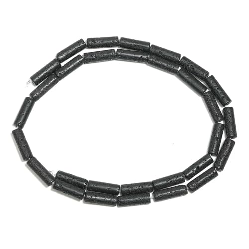 13 x 4,0 mm mehrfarbige Zylinderperlen, DIY-Charms, Naturstein-Armbandperlen zur Schmuckherstellung, lose Perlen, Zubehör – schwarze Vulkanlava – 13 x 4,0 mm, ca. 30 Stück von QPFNEI