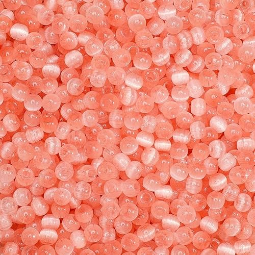 150 Stück 4,0 mm bunte Glasperlen, runde Katzenaugen-Abstandshalter, lose Perlen, DIY-Armband, Halskette, Handykette, Schmuckherstellungsmaterialien, Pfirsich, 4,0 mm von QPFNEI