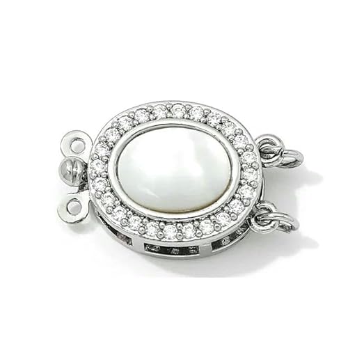 18 Karat vergoldeter ovaler Sicherheitsverschluss mit Zirkonia-Box für die Herstellung von Armbändern, Zubehör, Schmuckmaterialien, rhodiniert, 1 Stück 18 Karat vergoldeter ovaler Sicherheitsverschluss mit Zirkonia-Box für die Herstellung von Armbändern, Zubehör, Schmuckmaterialien, rhodiniert, 1 Stück von QPFNEI