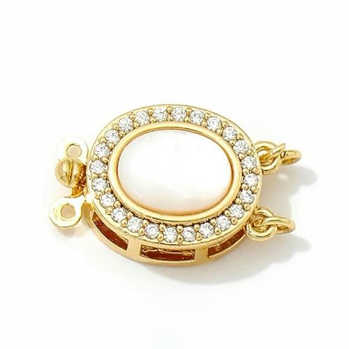 18 Karat vergoldeter ovaler Sicherheitsverschluss mit Zirkonia-Box für die Herstellung von Armbändern, Zubehör, Schmuckmaterialien – 18 Karat vergoldet – 1 Stück 18 Karat vergoldeter ovaler Sicherheitsverschluss mit Zirkonia-Box für die Herstellung von Armbändern, Zubehör, Schmuckmaterialien – 18 Karat vergoldet – 1 Stück von QPFNEI