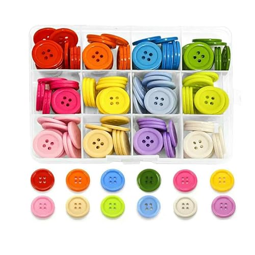 180-teiliges Harzknopf-Set mit Box, 20 mm, 12 Farben, flache Rückseite, 4 Löcher, geeignet zum Nähen von DIY-Kleidung, handgefertigtem Bastelbedarf, 180-teiliges Set, 20 m 180-teiliges Harzknopf-Set mit Box, 20 mm, 12 Farben, flache Rückseite, 4 Löcher, geeignet zum Nähen von DIY-Kleidung, handgefertigtem Bastelbedarf, 180-teiliges Set, 20 m von QPFNEI