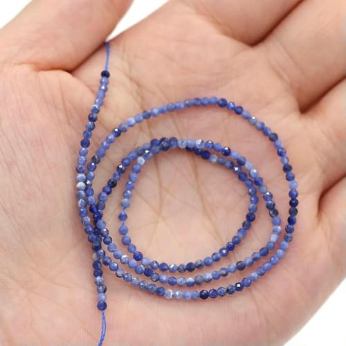 2 3,0 mm natürlicher facettierter roter Granatstein, feine Edelsteine, lose Perlen, DIY-Zubehör für die Herstellung von Schmuck, Halsketten und Armbändern, 38 cm, Sodalith, 3,0 mm von QPFNEI