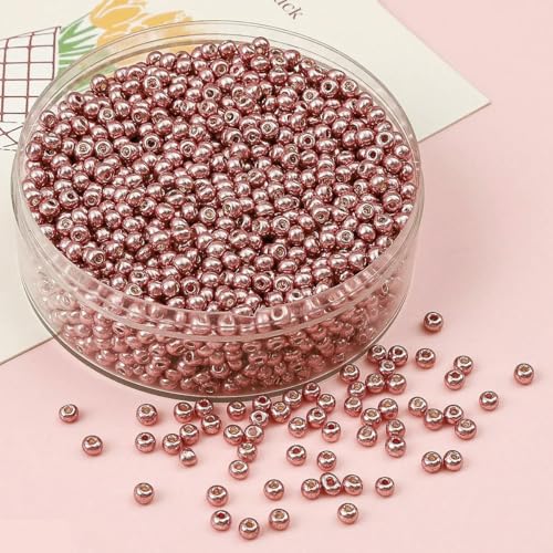 2 3 4,0 mm metallisch plattierte Glasperlen, runde, lose Abstandsperlen für die Schmuckherstellung, DIY-Handarbeiten-BBG095-04-4,0 mm-160 Stück von QPFNEI