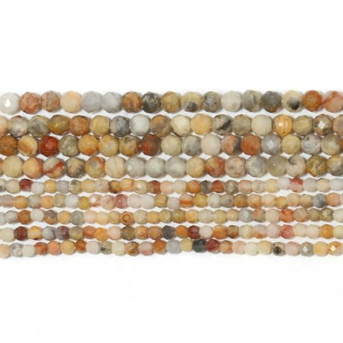 2 3 4,0 mm natürliche facettierte Citrin-Opal-Jade-Onyx-Edelsteinperlen, runde Mineralperlen zur Schmuckherstellung, DIY-Armbandzubehör – verrückter Achat – 3,0 mm (ca. 110 Stück) von QPFNEI
