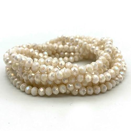 2 3 4 6 8 mm weiße tschechische Glasperlen, facettiert, flach, rund, Kristall, lose Abstandsperlen für die Schmuckherstellung, DIY-Armband, Halskette, C221, 4,0 mm (125 Stück) von QPFNEI