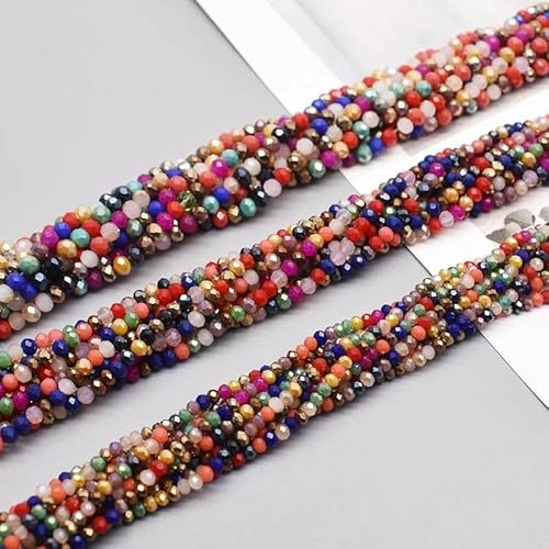 2 mm, 3,0 mm, 4,0 mm, 6 mm, 8 mm, neue Farben, Rondelle-Kristallglasperlen, flach, facettiert, lose Abstandshalter, Glasperlen zur Schmuckherstellung, Schmuckherstellung, DIY-SS05, 4,0 m von QPFNEI