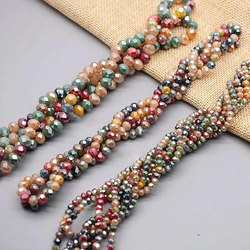 2 mm, 3,0 mm, 4,0 mm, 6 mm, 8 mm, neue Farben, Rondelle-Kristallglasperlen, flach, facettiert, lose Spacer-Glasperlen zur Schmuckherstellung, Schmuckherstellung, DIY-SS01, 6 mm, ca. 85 S von QPFNEI