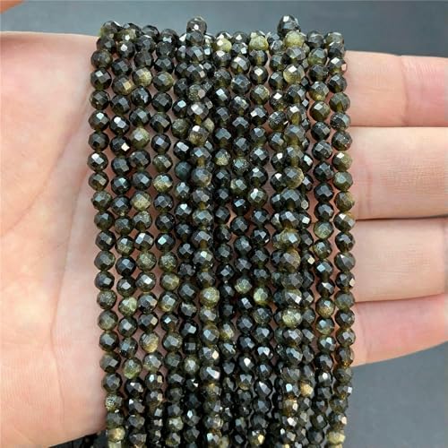 2 mm, 3,0 mm, 4,0 mm, facettierter Naturstein, rosa Rosenquarz, Kristallperlen, runde Amethyste, lose Perlen für die Herstellung von Halsketten mit DIY-Schmuck, Obsidian, 3,0 mm, ca. 120 Stück 2 mm, 3,0 mm, 4,0 mm, facettierter Naturstein, rosa Rosenquarz, Kristallperlen, runde Amethyste, lose Perlen für die Herstellung von Halsketten mit DIY-Schmuck, Obsidian, 3,0 mm, ca. 120 Stück von QPFNEI