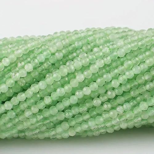 2 mm 3,0 mm Katzenaugen-Kristallperlen, facettierte lose Glasperlen zur Schmuckherstellung, Armband, DIY-Zubehör, 5 Stränge/Los, Seeschaumgrün, 3,0 mm (1150 Stück) von QPFNEI