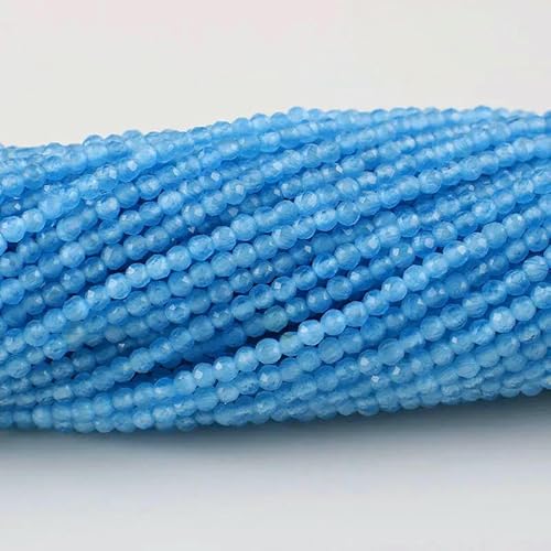 2 mm 3,0 mm Katzenaugen-Kristallperlen, facettierte lose Glasperlen zur Schmuckherstellung, Armband-DIY-Zubehör, 5 Stränge/Los, Pazifikblau, 3,0 mm (1150 Stück) von QPFNEI