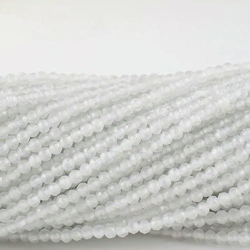2 mm 3,0 mm Katzenaugen-Kristallperlen, facettierte lose Glasperlen zur Schmuckherstellung, Armband-DIY-Zubehör, 5 Stränge/Los, weiß, 3,0 mm (1150 Stück) von QPFNEI