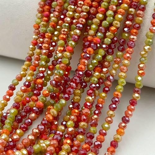 2 mm Kristallperlen, gemischte Farben, facettierte Rondell-Glasperlen zur Schmuckherstellung, DIY-Handarbeiten, Armbänder, Halskettenzubehör, M09, 2 mm, ca. 150–165 Stück von QPFNEI