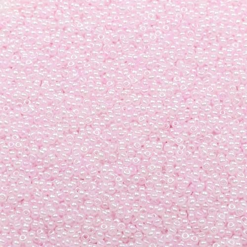 2 mm Schmuckherstellung DIY Rocailles Perlen Creme Farbe glänzende blasse Glasperlen undurchsichtige Rocailles Perlen 10 g 1300 Stück-GSB-C-14-10 g 1300 Stück von QPFNEI