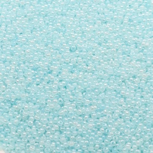 2 mm Schmuckherstellung DIY Rocailles Perlen Creme Farbe glänzende blasse Glasperlen undurchsichtige Rocailles Perlen 10 g 1300 Stück-GSB-C-22-10 g 1300 Stück von QPFNEI
