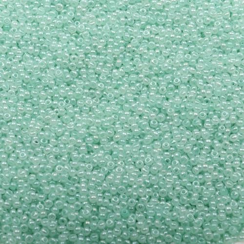 2 mm Schmuckherstellung DIY Rocailles Perlen Creme Farbe glänzende blasse Glasperlen undurchsichtige Rocailles Perlen 10 g 1300 Stück-GSB-C-23-10 g 1300 Stück von QPFNEI