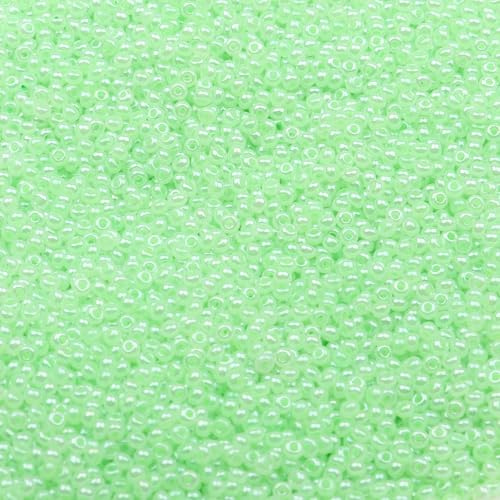 2 mm Schmuckherstellung DIY Rocailles Perlen Creme Farbe glänzende blasse Glasperlen undurchsichtige Rocailles Perlen 10 g 1300 Stück-GSB-C-24-10 g 1300 Stück von QPFNEI