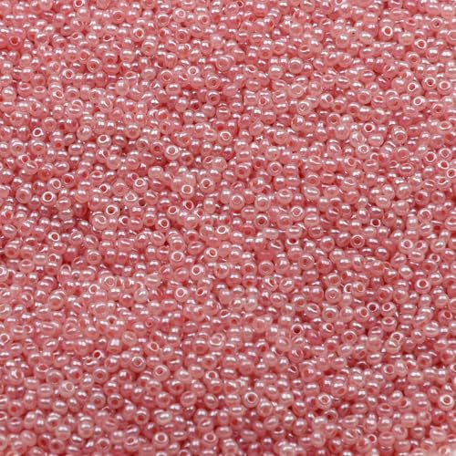 2 mm Schmuckherstellung DIY Rocailles Perlen Creme Farbe glänzende blasse Glasperlen undurchsichtige Rocailles Perlen 10 g 1300 Stück-GSB-C-25-10 g 1300 Stück von QPFNEI