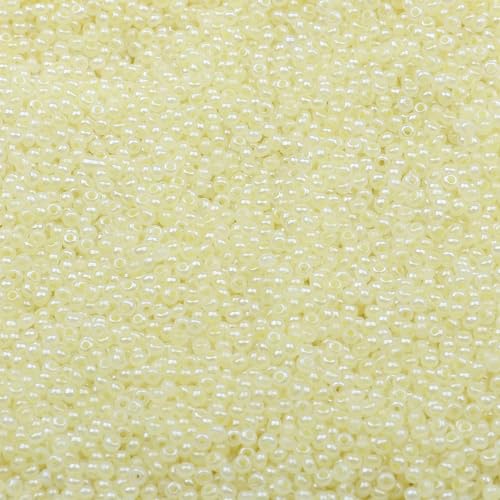2 mm Schmuckherstellung DIY Rocailles Perlen Creme Farbe glänzende blasse Glasperlen undurchsichtige Rocailles Perlen 10 g 1300 Stück-GSB-C-4-10 g 1300 Stück von QPFNEI