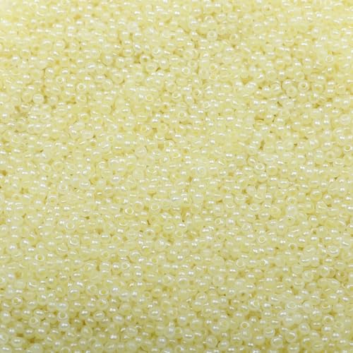 2 mm Schmuckherstellung DIY Rocailles Perlen Creme Farbe glänzende blasse Glasperlen undurchsichtige Rocailles Perlen 10 g 1300 Stück-GSB-C-5-10 g 1300 Stück von QPFNEI