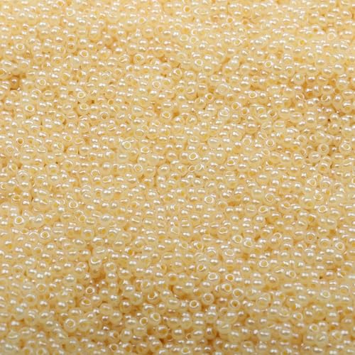 2 mm Schmuckherstellung DIY Rocailles Perlen Creme Farbe glänzende blasse Glasperlen undurchsichtige Rocailles Perlen 10 g 1300 Stück-GSB-C-6-10 g 1300 Stück von QPFNEI