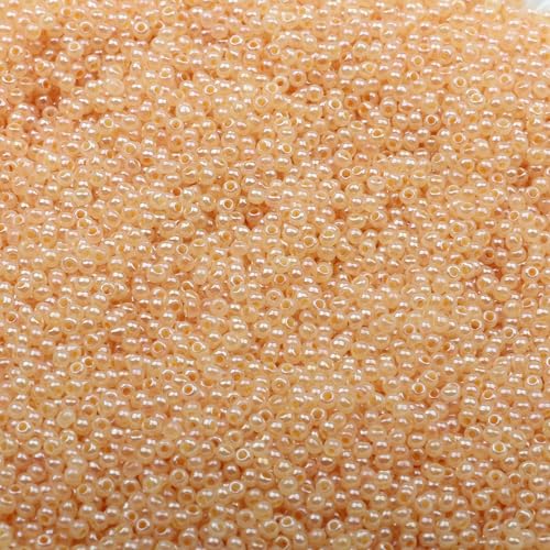 2 mm Schmuckherstellung DIY Rocailles Perlen Creme Farbe glänzende blasse Glasperlen undurchsichtige Rocailles Perlen 10 g 1300 Stück-GSB-C-7-10 g 1300 Stück von QPFNEI