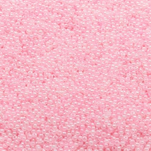 2 mm Schmuckherstellung DIY Rocailles Perlen Creme Farbe glänzende blasse Glasperlen undurchsichtige Rocailles Perlen 10 g 1300 Stück-GSB-C-9-10 g 1300 Stück von QPFNEI