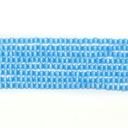 2 mm kleine Katzenaugenperlen aus Naturstein, rund, glatt, lose Perlen für die Schmuckherstellung, DIY-Charms, Armbänder, Zubehör, 15 Zoll, blau, 2 mm (ca. 160 Stück) von QPFNEI