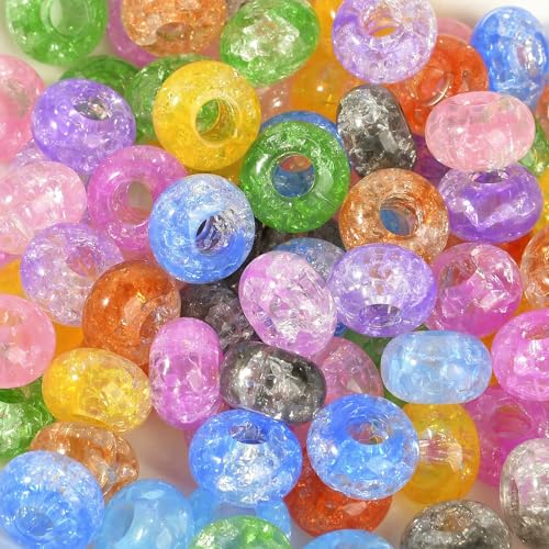 20/40 Stück 14 x 8 mm europäische Harzperlen, gemischte Regenbogen-Abstandsperlen, großes Loch, runde lose Perlen für die Schmuckherstellung, DIY-Armbandanhänger, Farbverlauf-Crack 20/40 Stück 14 x 8 mm europäische Harzperlen, gemischte Regenbogen-Abstandsperlen, großes Loch, runde lose Perlen für die Schmuckherstellung, DIY-Armbandanhänger, Farbverlauf-Crack von QPFNEI