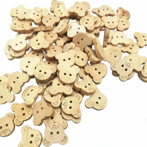 20 Stück/50 Stück/100 Stück Dekorative Bären-Holzknöpfe, natürliche Teddybär-Anhänger, 2 Löcher, Holz-Nähknöpfe für Kinder, 7NK247-100 Stück 20 Stück/50 Stück/100 Stück Dekorative Bären-Holzknöpfe, natürliche Teddybär-Anhänger, 2 Löcher, Holz-Nähknöpfe für Kinder, 7NK247-100 Stück von QPFNEI