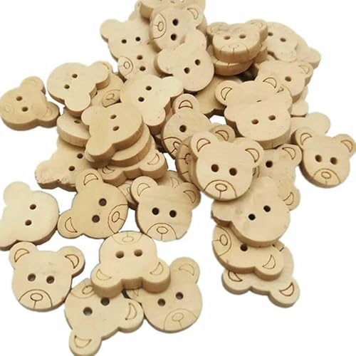 20 Stück/50 Stück/100 Stück Dekorative Bären-Holzknöpfe, natürliche Teddybär-Anhänger, 2 Löcher, Holz-Nähknöpfe für Kinder, 7NK247-50 Stück 20 Stück/50 Stück/100 Stück Dekorative Bären-Holzknöpfe, natürliche Teddybär-Anhänger, 2 Löcher, Holz-Nähknöpfe für Kinder, 7NK247-50 Stück von QPFNEI