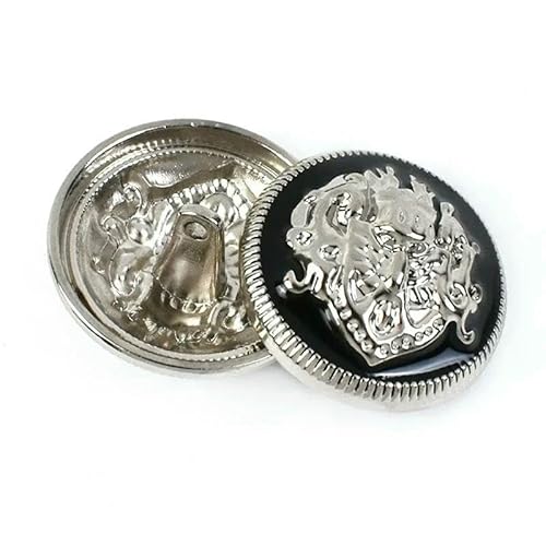 20 Stück 10–28 mm Retro-Metall-Rundknopf für Jacken, Kleidung, Dekorationsknöpfe, Mantel, Hemd, Tasche, Schnalle, DIY-Nähzubehör, Silber/Schwarz, 18 mm von QPFNEI