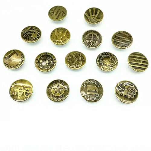 20 Stück 20 mm Bronze Mode Metall Jeansknopf Schaft für Kleidungsstück Hosen Nähen Kleidung Zubehör Handarbeit-20 (20 Stück) von QPFNEI