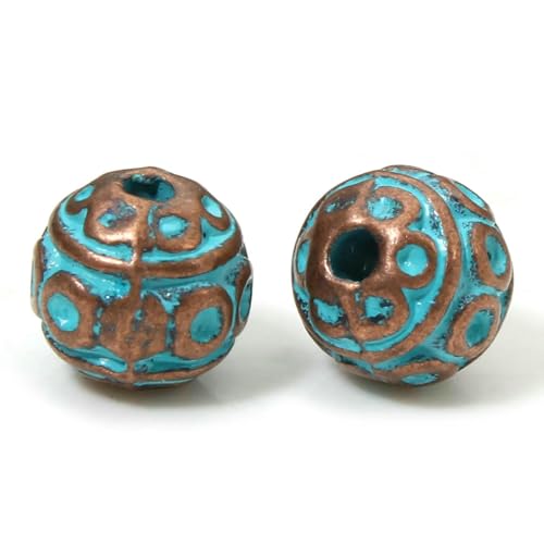 20 Stück Vintage Patina Abstandsperlen, Herstellung von antiken kupferblauen geometrischen Metallperlen für DIY-Schmuckherstellung, Halskettenbeschläge, 8 mm Durchmesser, Stil 4 20 Stück Vintage Patina Abstandsperlen, Herstellung von antiken kupferblauen geometrischen Metallperlen für DIY-Schmuckherstellung, Halskettenbeschläge, 8 mm Durchmesser, Stil 4 von QPFNEI