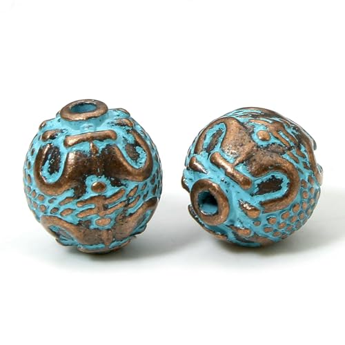 20 Stück Vintage Patina Spacer Perlen Herstellung von antiken kupferblauen geometrischen Metallperlen für DIY Schmuckherstellung Halsketten-Befunde-11,5 x 10 mm-Stil 5 20 Stück Vintage Patina Spacer Perlen Herstellung von antiken kupferblauen geometrischen Metallperlen für DIY Schmuckherstellung Halsketten-Befunde-11,5 x 10 mm-Stil 5 von QPFNEI