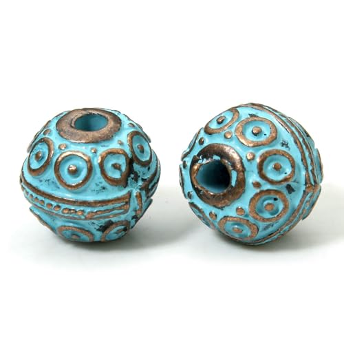 20 Stück Vintage Patina Spacer Perlen Herstellung von antiken kupferblauen geometrischen Metallperlen für DIY Schmuckherstellung Halsketten-Befunde-11x10mm-Style2 20 Stück Vintage Patina Spacer Perlen Herstellung von antiken kupferblauen geometrischen Metallperlen für DIY Schmuckherstellung Halsketten-Befunde-11x10mm-Style2 von QPFNEI