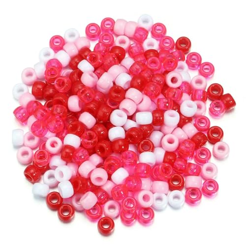200 Stück/Los 9 mm Mix Color Acrylperlen 4,0 mm großes Loch runde lose Perlen für die Schmuckherstellung DIY Halskette Armband Bastelzubehör-Mix 6 von QPFNEI