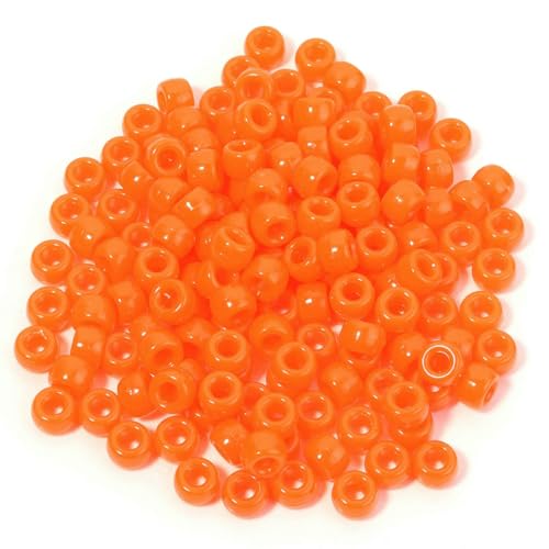 200 Stück/Los 9 mm Mix Color Acrylperlen 4,0 mm großes Loch runde lose Perlen für die Schmuckherstellung DIY Halskette Armband Bastelzubehör-dunkelorange von QPFNEI