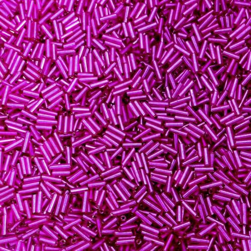 225 Stück/Los Bunte Glasperlen, lose Perlen in Rohrform für handgefertigte Ohrringe, Armbänder, Schmuckzubehör, Hot Pink von QPFNEI