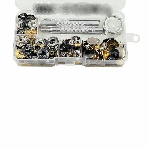 25 Sets Metall-Druckknöpfe mit Druckknöpfen und 4 Montagewerkzeug-Kits, Lederhandwerk für Kleidung, Kleidersäcke, Schuhe – 35 Sets, gemischte Farben – 20 mm (831) von QPFNEI