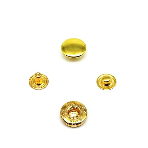 25 Sets Nr. 655, Nr. 633, Nr. 831, Nr. 201, Metall, kein Nähen, Druckknopf, Druckknopf, Niete, Ledertasche, Kleidung, Jacke, Reparaturniete, DIY-633, 12,5 mm, goldfarben von QPFNEI